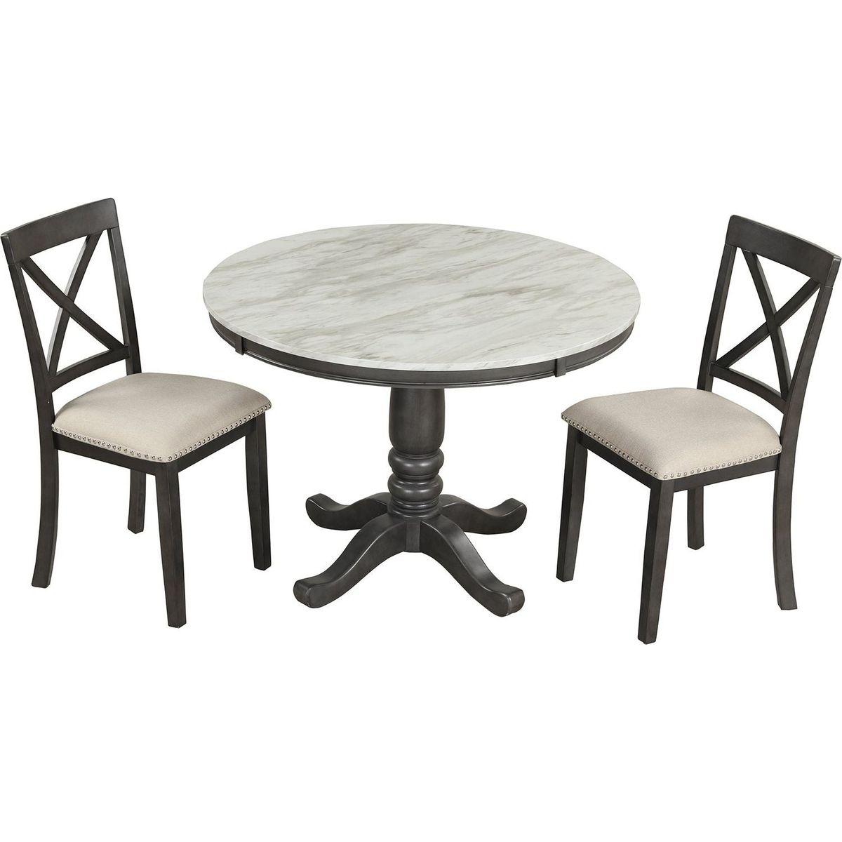 5 Pieces Dining Table and Chairs Set for 4 Persons, Kitchen Room Solid Wood Table with 4 Chairs