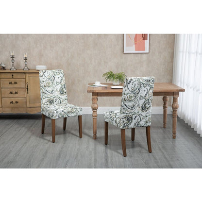 Cover Removable Interchangeable and Washable Taupe Cashew Fabric Upholstered Parsons Chair with Solid Wood Legs 2 PCS