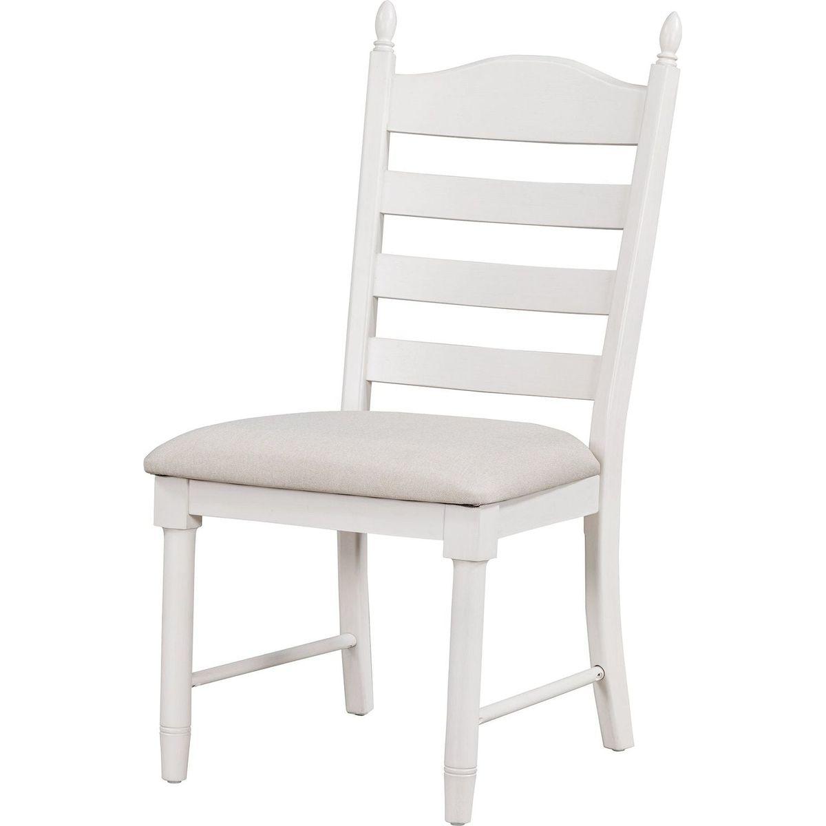 5-Piece Retro Functional Dining Table Set Wood Round Extendable Dining Table and 4 Upholstered Dining Chairs (Antique White) - Streamdale Furniture