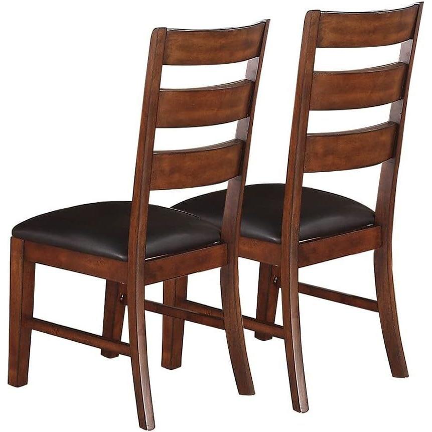 Antique Walnut Finish Solid Wood Set of 2pc Chairs Dining Chair Ladder Back Cushion Seats