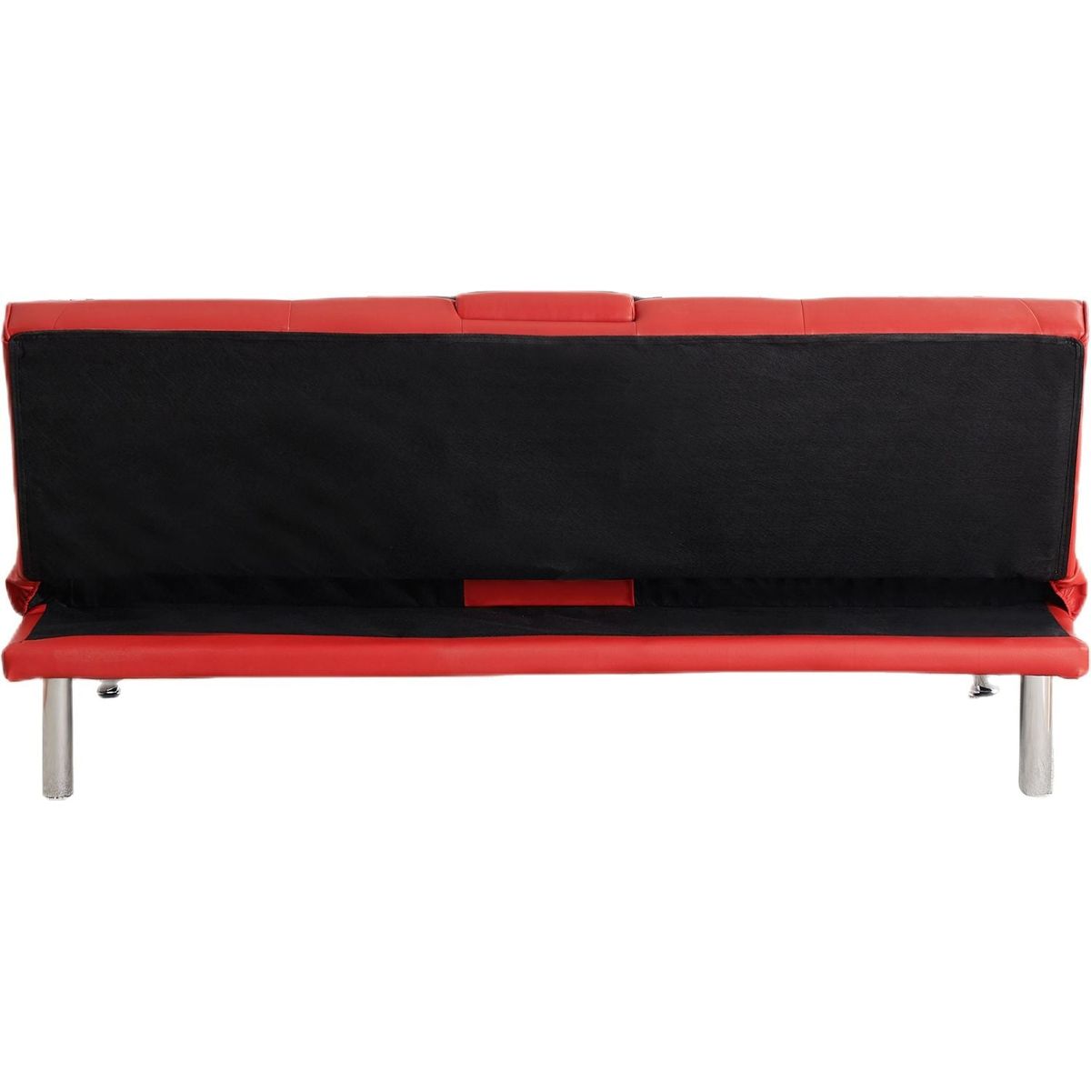 67" Red Leather Multifunctional Double Folding Sofa Bed for Office with Coffee Table