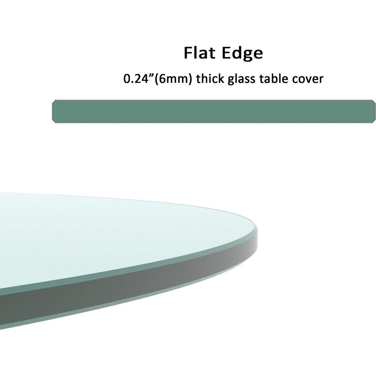 20" Inch Round Tempered Glass Table Top Clear Glass 1/4" Inch Thick Flat Polished Edge