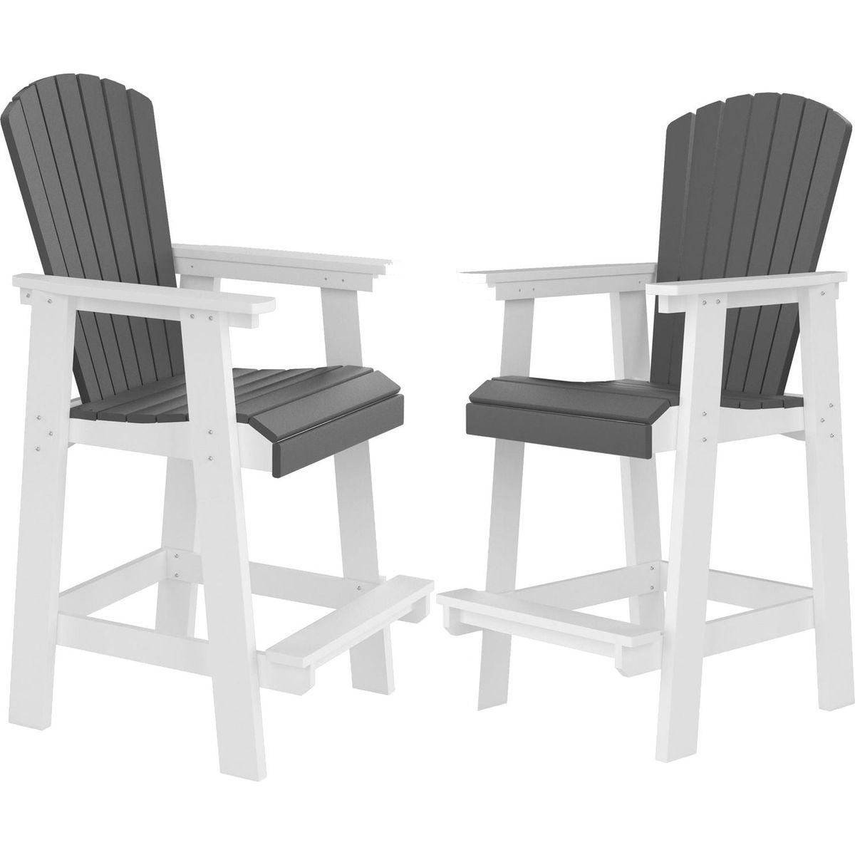 HDPE Bar Chair, White + Gray, Set of 2