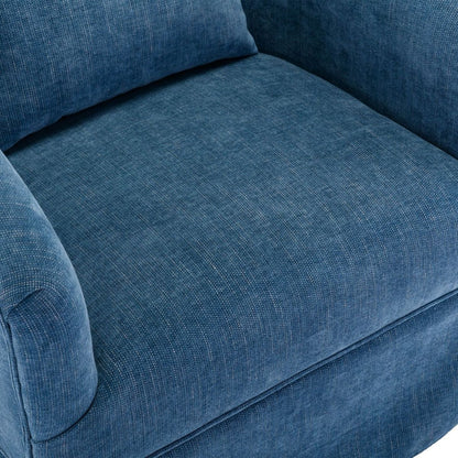 degree Swivel Accent Armchair Linen Blend Blue