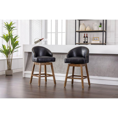 Bar Stools Set of 2 Counter Height Chairs with Footrest for Kitchen, Dining Room And 360 Degree Swivel