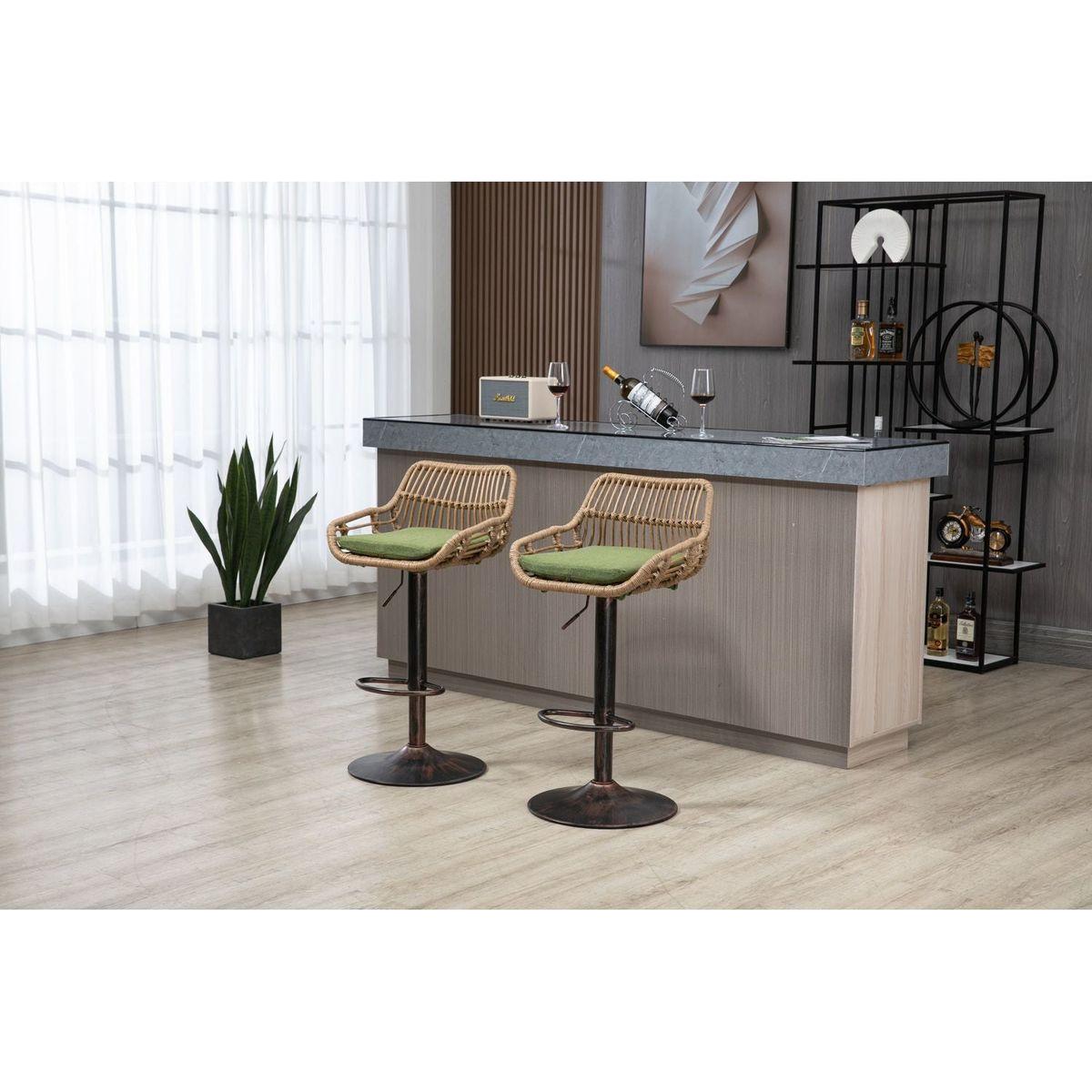 Swivel Bar Stools Set of 2 Adjustable Counter Height Chairs with Footrest for Kitchen, Dining Room 2PC/SET