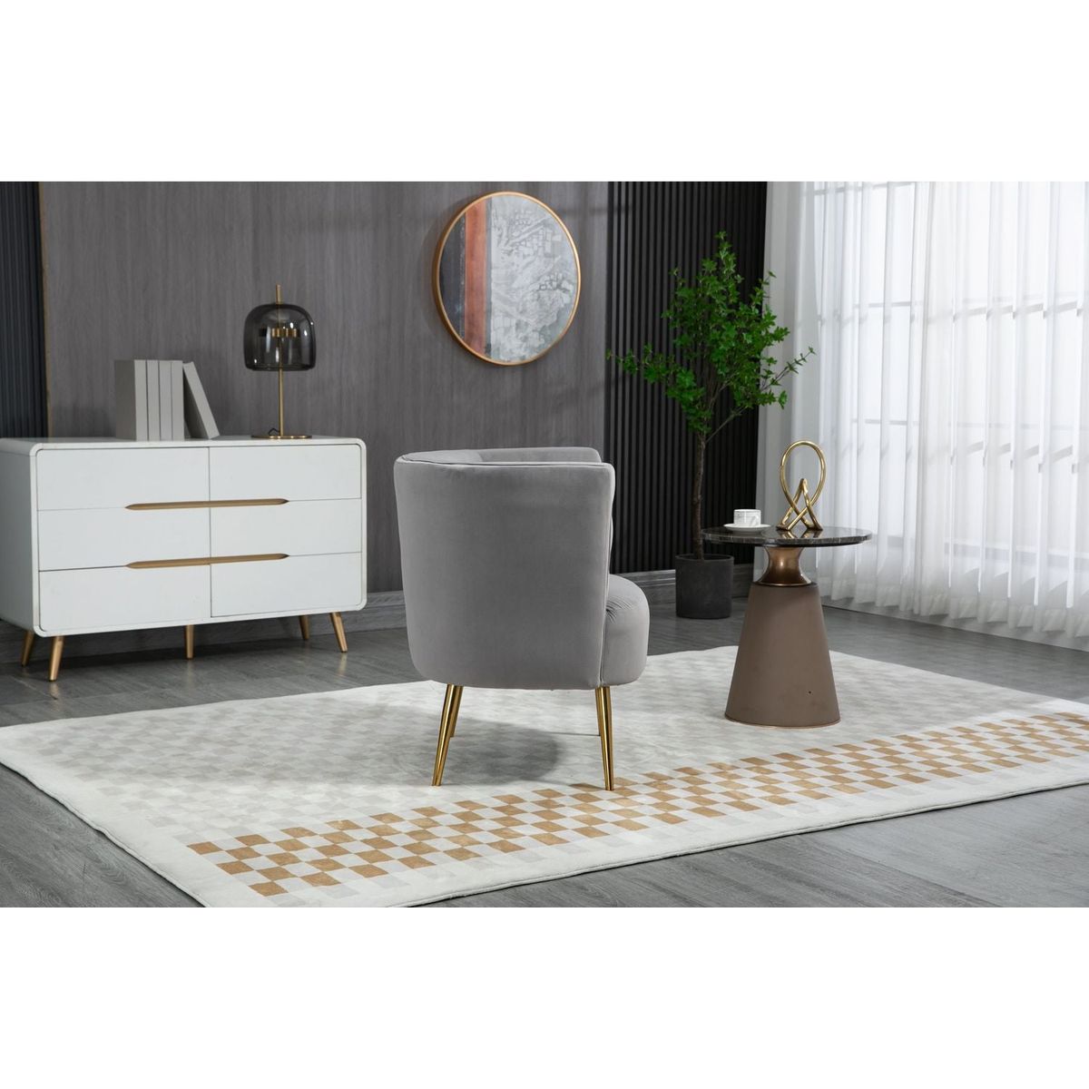 Accent Chair, leisure single chair with Golden feet