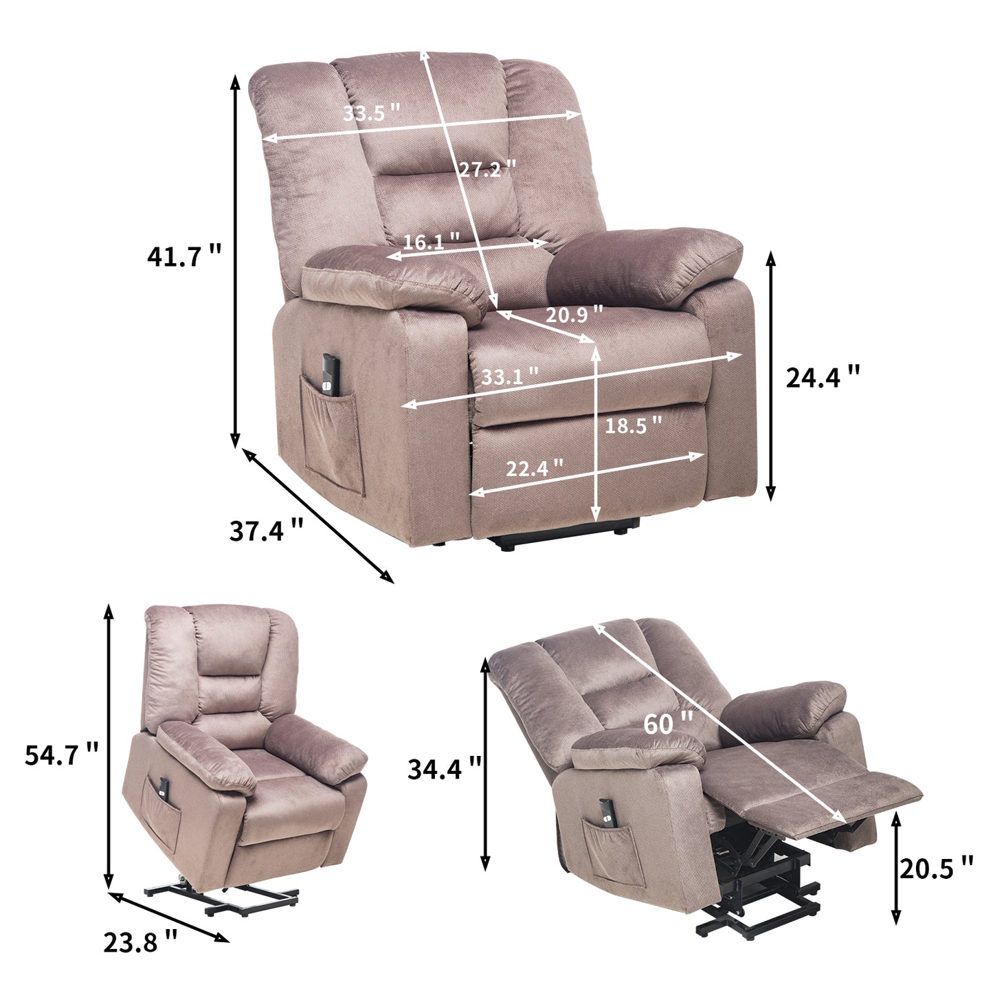 Power Lift Recliner Chair for Elderly- Heavy Duty and Safety Motion Reclining Mechanism-Fabric Sofa Living Room Chair