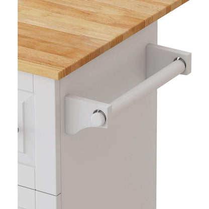 Kitchen Island Cart with 2 Door Cabinet and Three Drawers, 43.31 Inch Width with Spice Rack, Towel Rack (White)