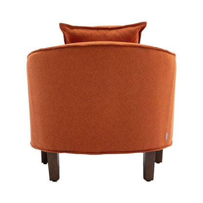 Accent Chair with Ottoman, Mid Century Modern Barrel Chair Upholstered Club Tub Round Arms Chair for Living Room