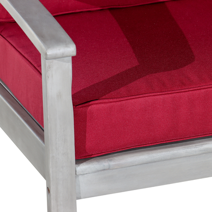 Deep Seat Eucalyptus Chair Silver Gray Finish, Burgundy Cushion