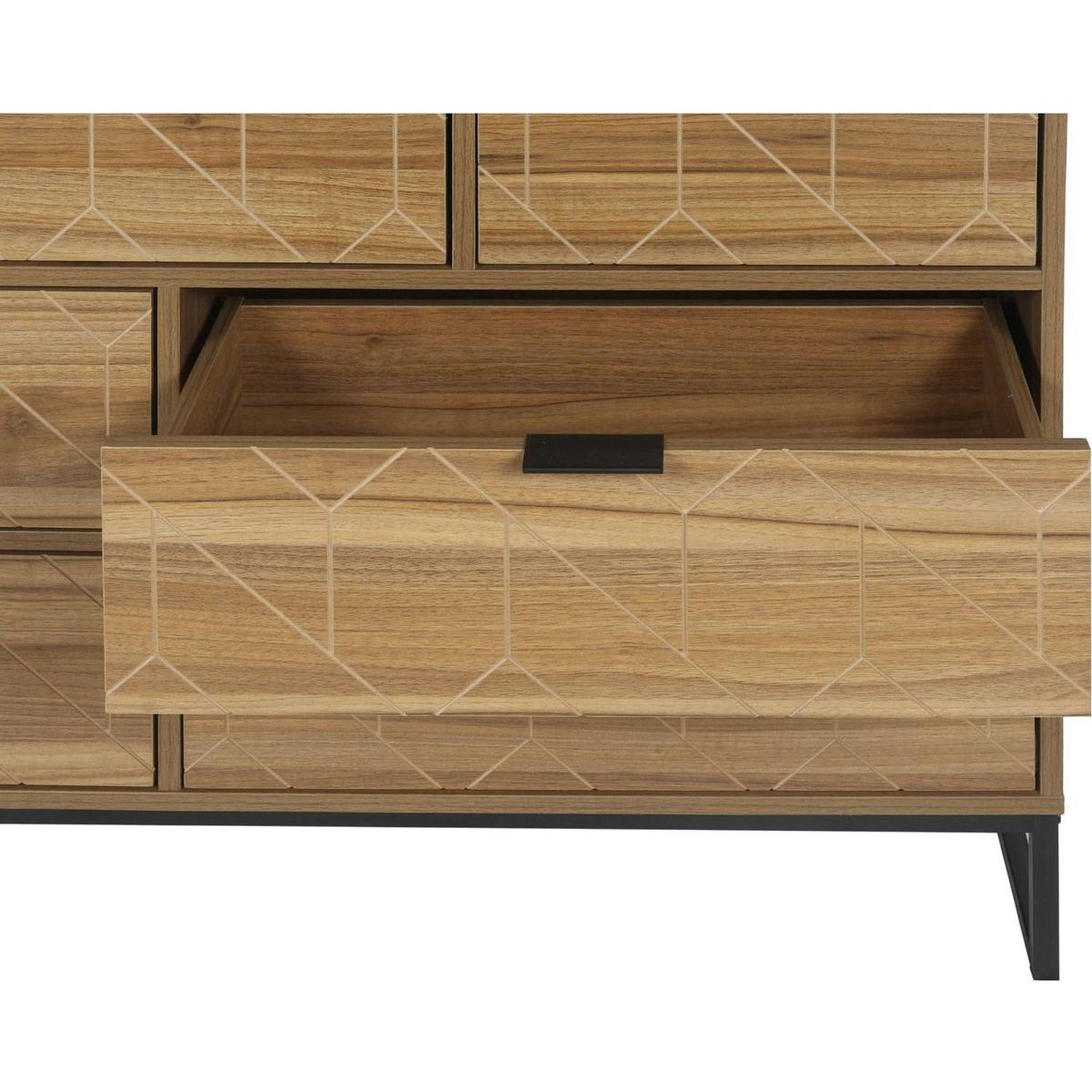 Modern 7 Drawer Dresser Wood Cabinet (Walnut)