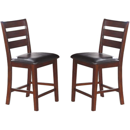 Set of 2 Chairs Dining Room Furniture Antique walnut Wood Finish Cushioned Solid wood Counter Height Chairs Faux Leather Cushion