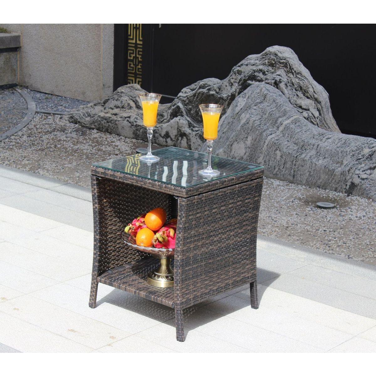 Outdoor patio Furniture 1 Coffee Table with clear tempered glass