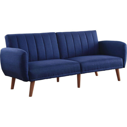 Bernstein Adjustable Sofa, Blue Linen & Walnut Finish