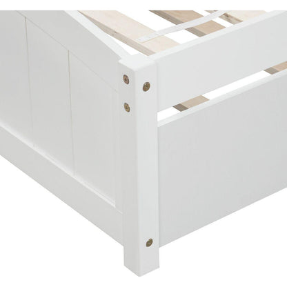 Twin size Platform Bed with Trundle, White - Streamdale Furniture
