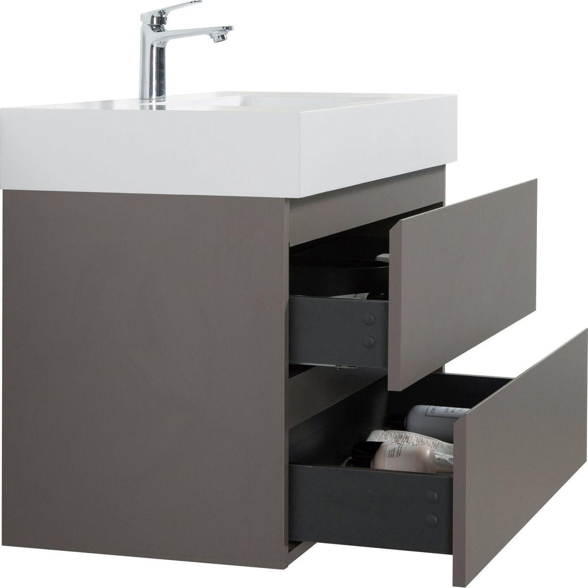 Alice 36" Gray Bathroom Vanity with Sink, Large Storage Wall Mounted Floating Bathroom Vanity for Modern Bathroom, One-Piece White Sink Basin without Drain and Faucet