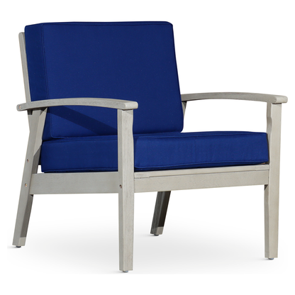 Deep Seat Eucalyptus Chair, Driftwood Gray Finish, Navy Cushions