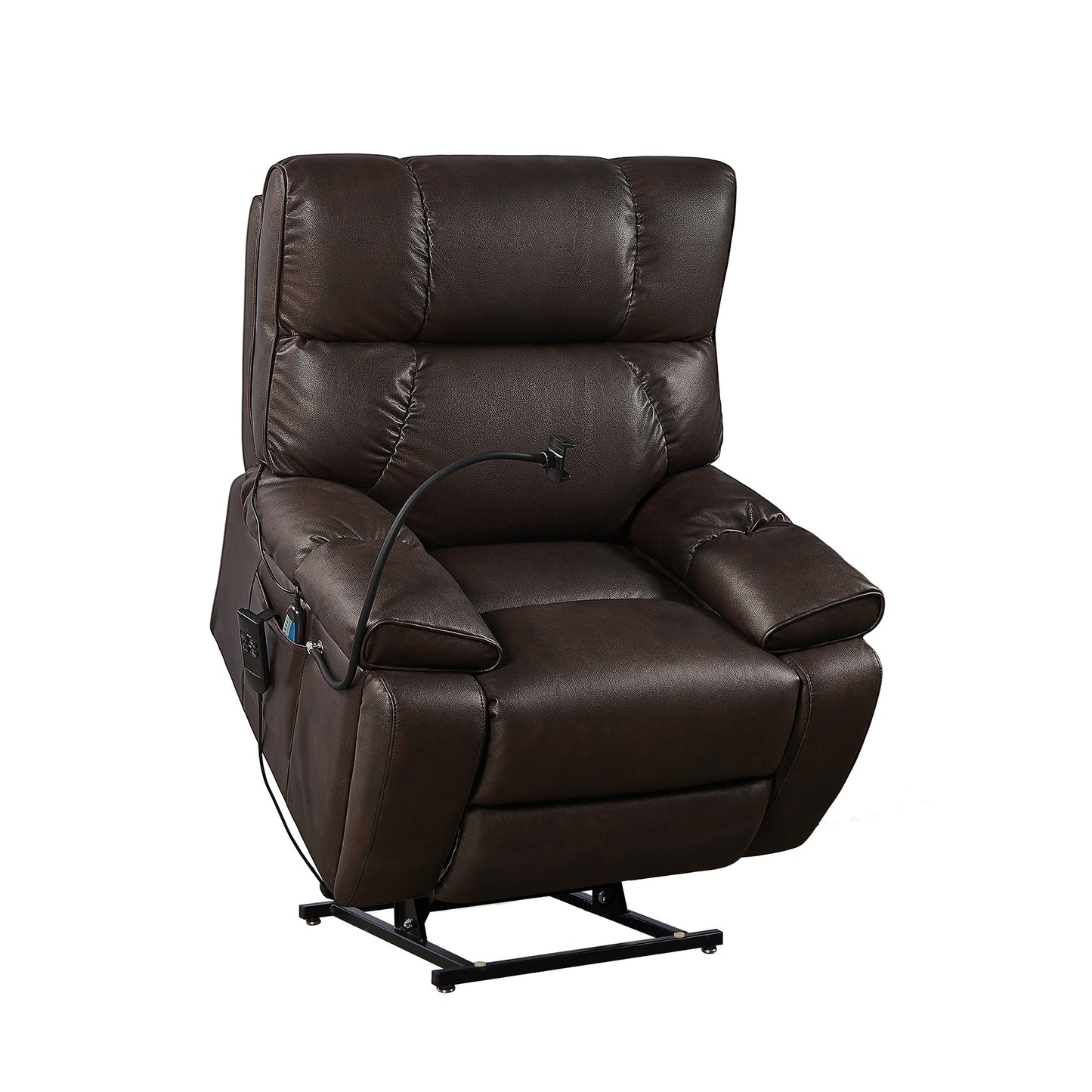 Recliner Chair with Phone Holder, Electric Power Lift Recliner Chair with 2 Motors Massage and Heat for Elderly, 3 Positions, 2 Side Pockets, Cup Holders