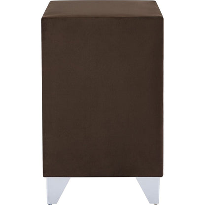 Simple beautiful double-decker nightstand, metal legs with Electroplate, Brown Flannelette