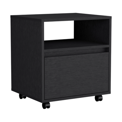 Austin Nightstand, Casters, Single Drawer-Black