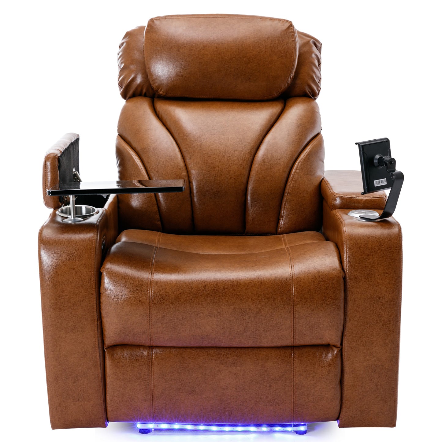 Power Motion Recliner with USB Charging Port and Hidden Arm Storage, Home Theater Seating with Convenient Cup Holder Design, and stereo(Light Brown)