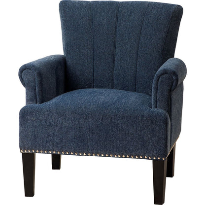 Accent Rivet Tufted Polyester Armchair, Navy Blue