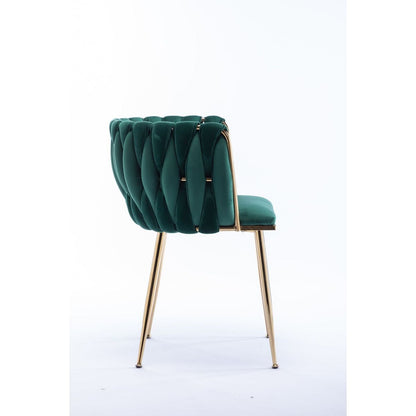 Dining Chair, Thickened fabric chairs with wood legs Set of 2, Green