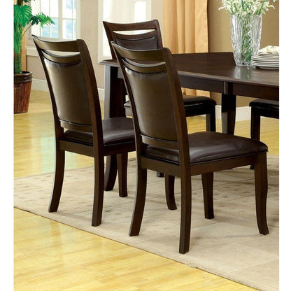 Transitional Dining Room Side Chairs Set of 2 Chairs only Dark Cherry / Espresso Padded Leatherette Seat