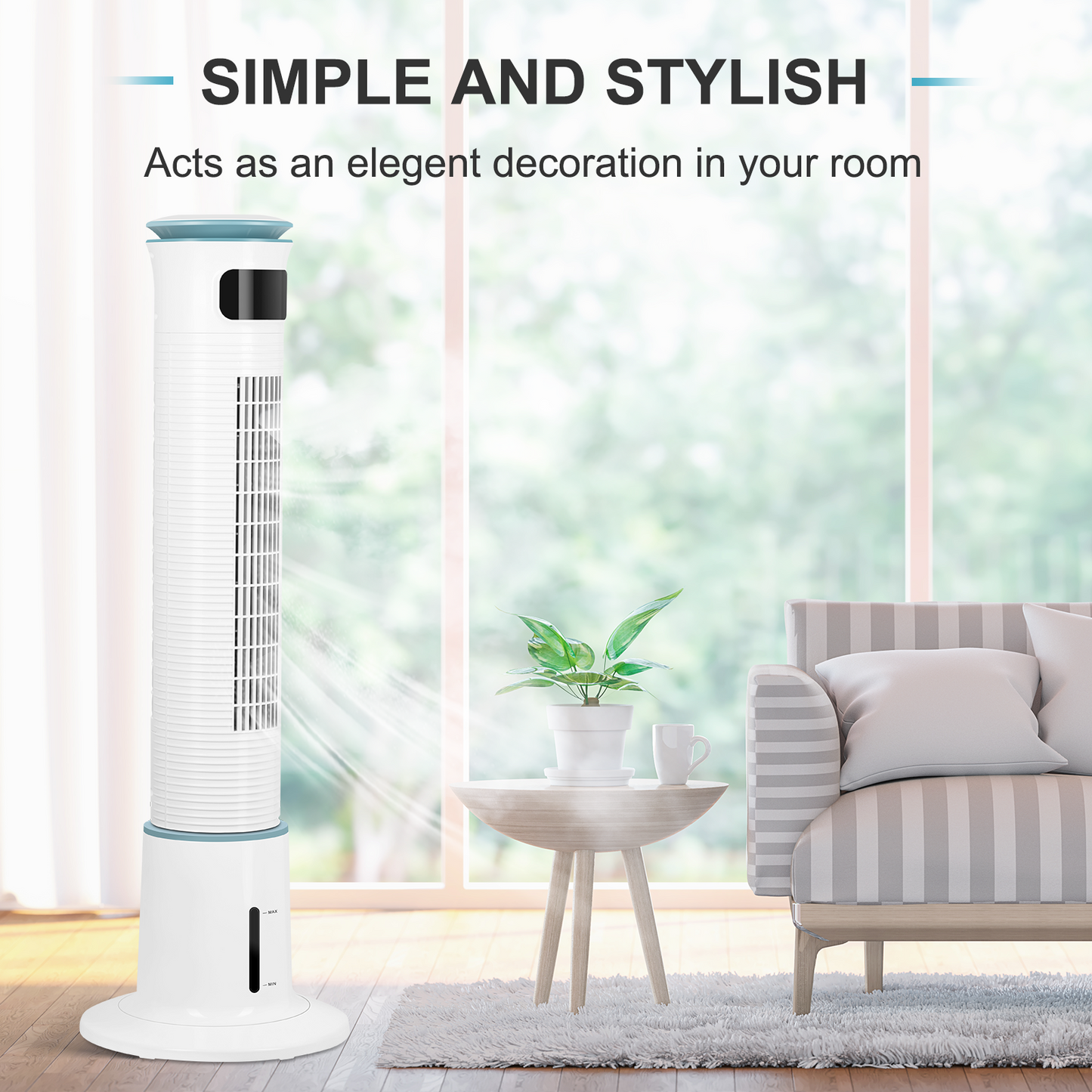 Mist Tower Fan, 12 Speeds & 3 Modes Settings Standing Fan, 15 Hour Timing Closure Cooling Fan, Low Noise, 43 Inches, White