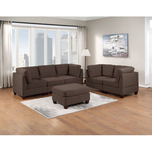 Living Room Furniture Sofa Set Armless Chair Ottoman And 4x Corner Sofa 6pc Set Black Coffee Linen Like Fabric