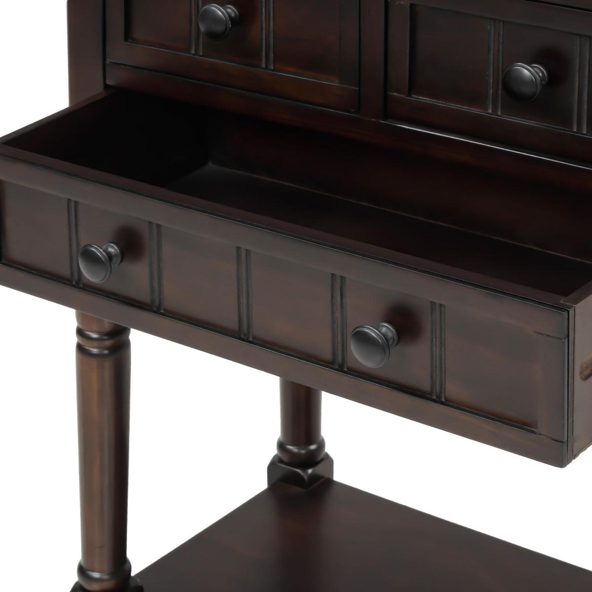Narrow Console Table, Slim Sofa Table with Three Storage Drawers and Bottom Shelf for Living Room, Easy Assembly (Espresso) - Streamdale Furniture