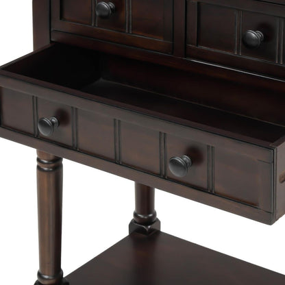 Narrow Console Table, Slim Sofa Table with Three Storage Drawers and Bottom Shelf for Living Room, Easy Assembly (Espresso) - Streamdale Furniture