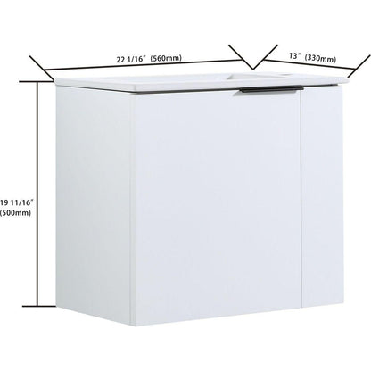 Bathroom Vanity with Sink 22 Inch for Small Bathroom, Floating Bathroom Vanity with Soft Close Door, Small Bathroom Vanity with Sink, 22x13 (KD-Packing)