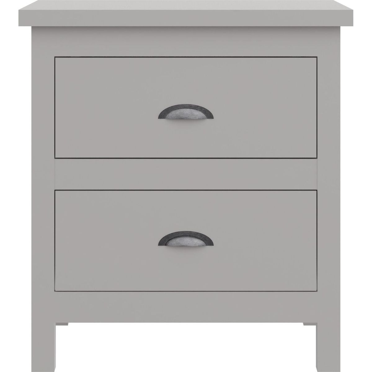 Versatile Gray 2-Drawers Nightstand, Bedside Table, End Table for Living Room Bedroom Assembled with Sturdy Solid Wood