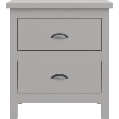 Versatile Gray 2-Drawers Nightstand, Bedside Table, End Table for Living Room Bedroom Assembled with Sturdy Solid Wood