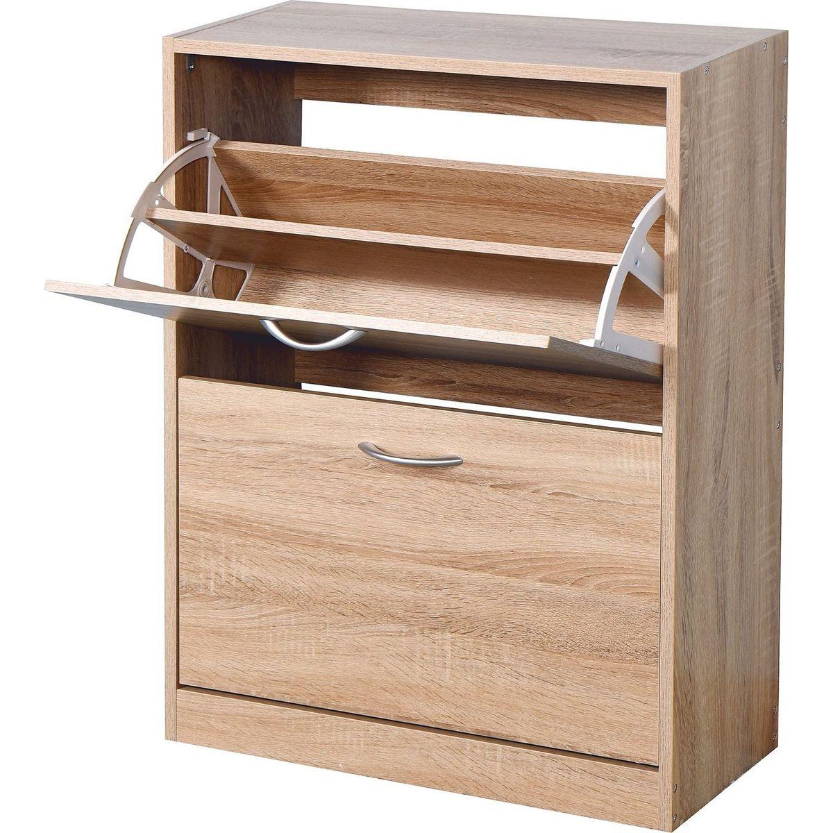 Wooden Shoe Cabinet for Entryway, White Shoe Storage Cabinet with 2 Flip Doors 20.94x9.45x43.11 inch