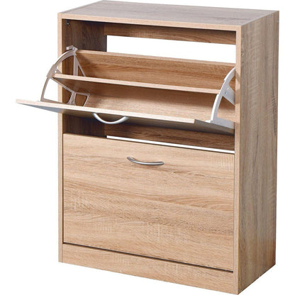 Wooden Shoe Cabinet for Entryway, White Shoe Storage Cabinet with 2 Flip Doors 20.94x9.45x43.11 inch