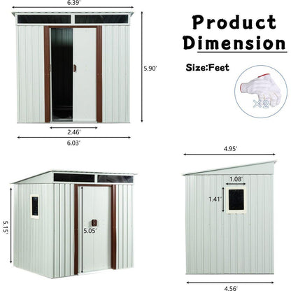 6ft x 5ft Outdoor Metal Storage Shed With window White