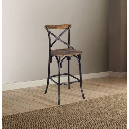 Zaire Bar Chair (1Pc) in Antique Black & Antique Oak