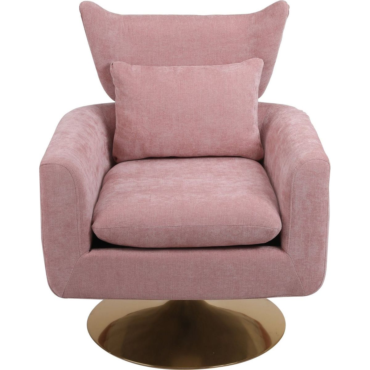 Classic Mid-Century 360-degree Swivel Accent Chair, Pink Linen