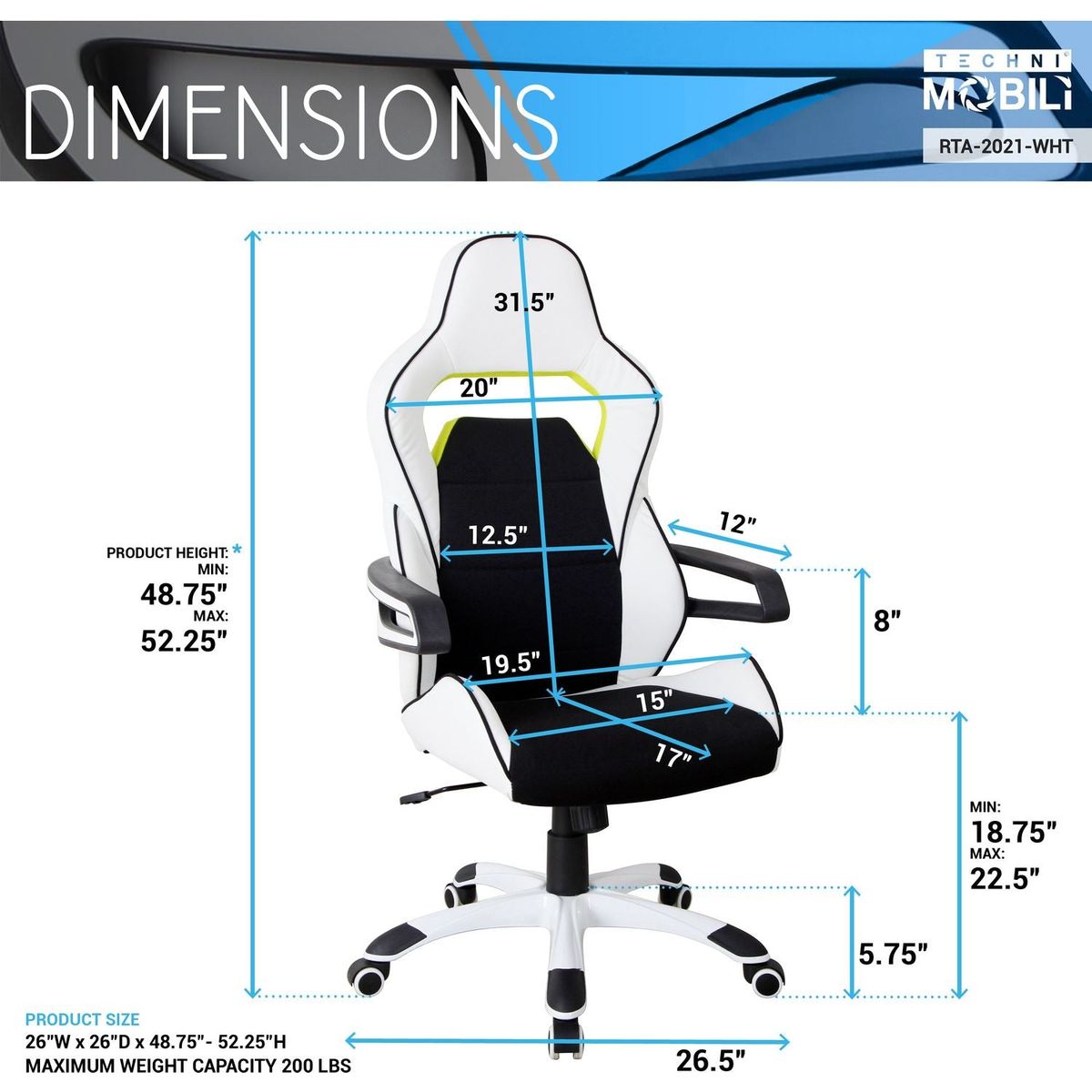 Ergonomic Essential Racing Style Home & Office Chair, White