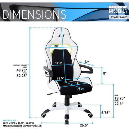 Ergonomic Essential Racing Style Home & Office Chair, White