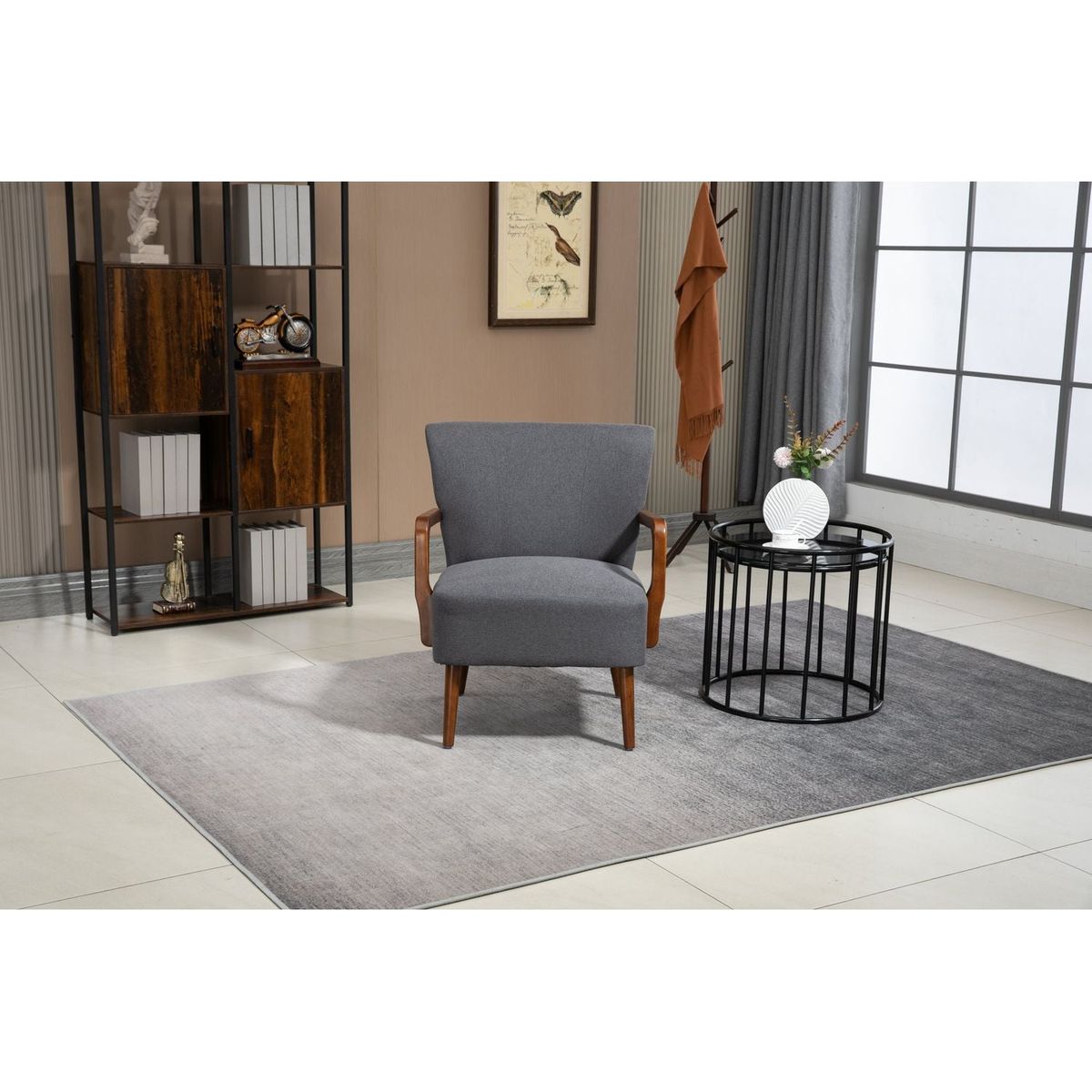 Wood Frame Armchair, Modern Accent Chair Lounge Chair for Living Room