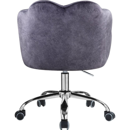 Rowse Office Chair in Dark Gray Velvet & Chrome Finish