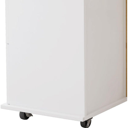 Kitchen Island Cart with 2 Door Cabinet and Three Drawers, 43.31 Inch Width with Spice Rack, Towel Rack (White)