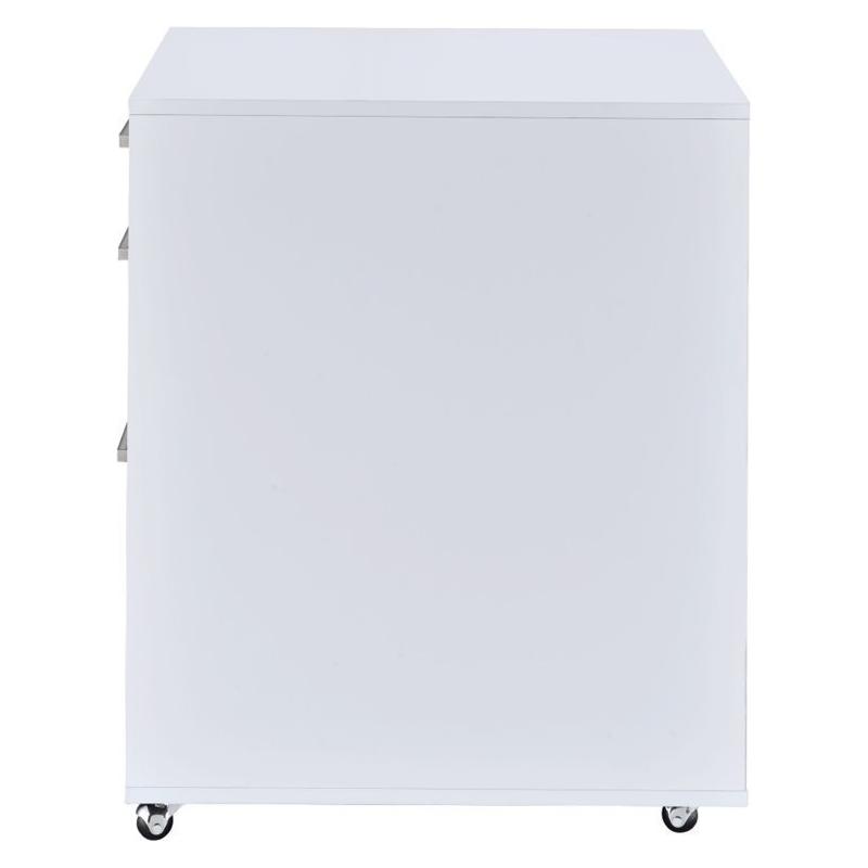 Coleen File Cabinet in White High Gloss & Chrome