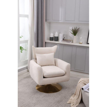 Classic Mid-Century 360-degree Swivel Accent Chair, Beige Linen