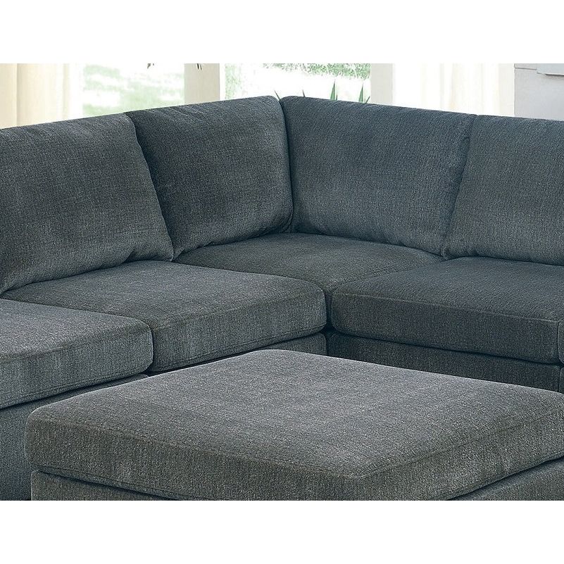 Living Room Furniture Grey Chenille Modular Sectional 9pc Set Large Family U- Sectional Modern Couch 3x Corner Wedge 4x Armless Chairs and 2x Ottoman Plywood