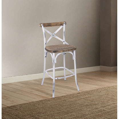 Zaire Bar Chair (1Pc) in Antique White & Antique Oak